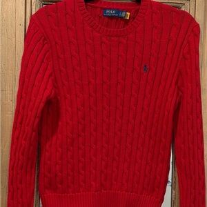 Ralph Lauren Women's Red Cable Knit Sweater